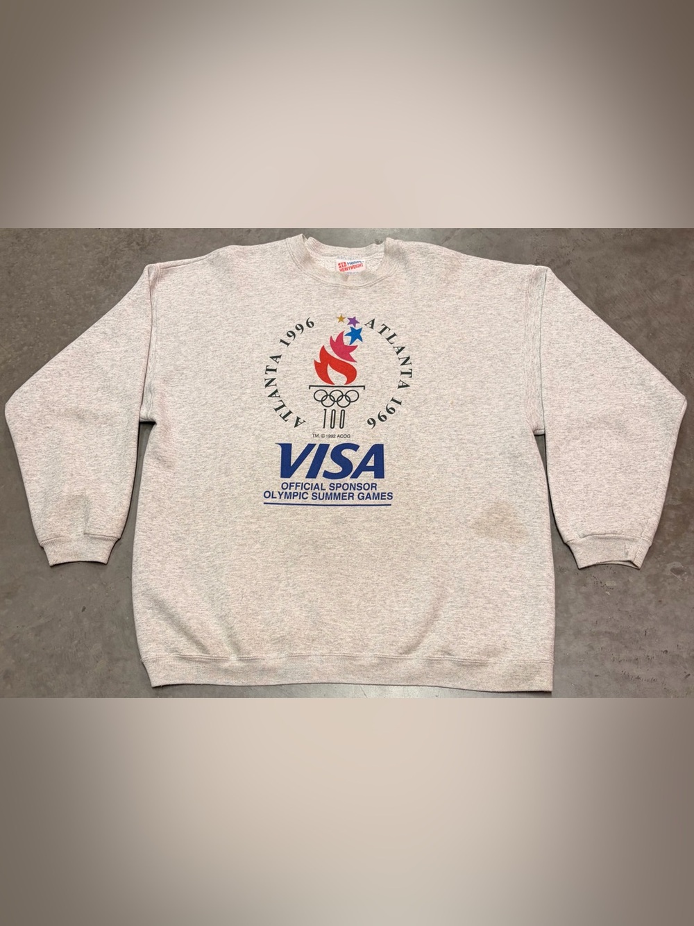 Hanes Crewneck Sweatshirt with Olympic Flame Logo - Gray